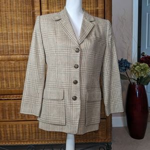 Ralph Lauren Ivory/Brown Wool and Silk Blend Eques Jacket SIZE 12P